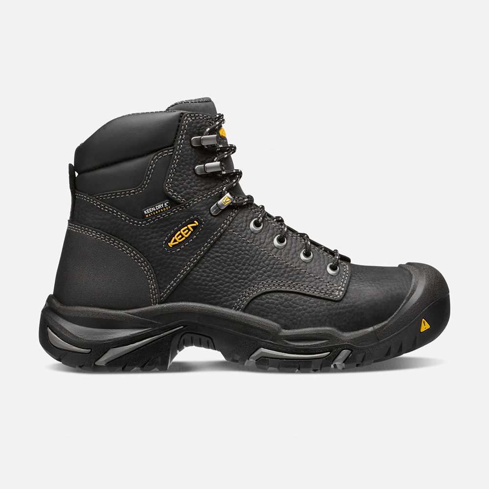 Keen Trekking Bot Erkek Siyah - Mt Vernon 6" (Steel Toe) - Türkiye BFMQ74210